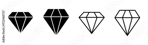 Diamond icon set. diamond gems vector icon.