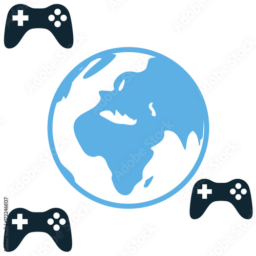 Global game icon vector. Perfect for gaming, entertainment, and technology themes. A simple, clear symbol representing worldwide gaming or a global leaderboard.