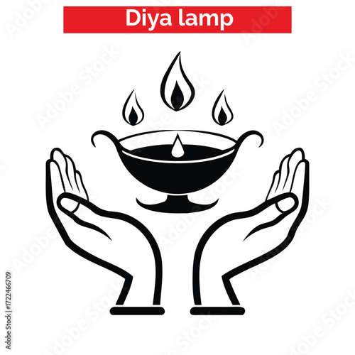 The Sun's yellow prominence differs from any terrestrial flame,Black and white vector illustration of a traditional Diwali diya oil lamp with floral design and flame. Monochrome graphic icon for Diwal
