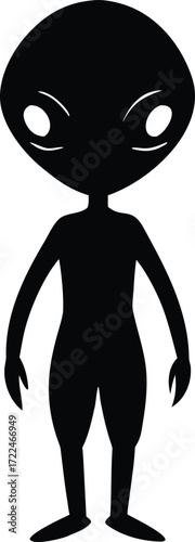 cute alien silhouette vector, friendly extraterrestrial illustration
