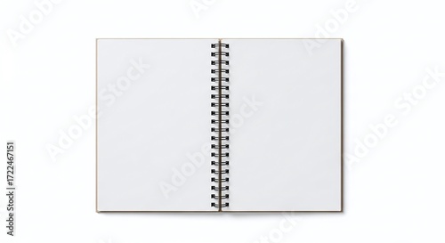 Spiral Notebook Open, Isolated on White Background