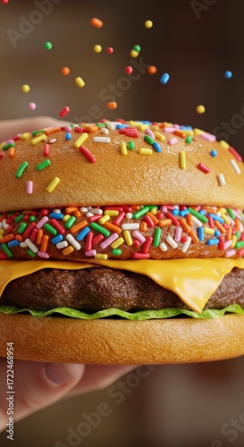 Colorful sprinkled burger