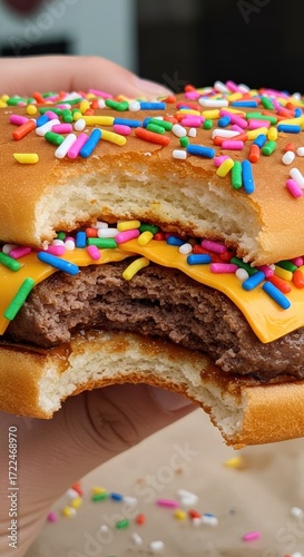 Colorful sprinkled chocolate burger