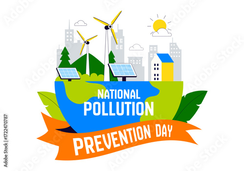 National Pollution Prevention Day Vector Illustration for Awareness Campaign, Featuring Factory Emissions, Forest Damage, and Vehicle Pollution Issues