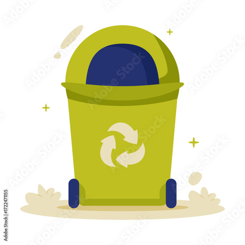 Green Organic Recycling Bin Vector Object