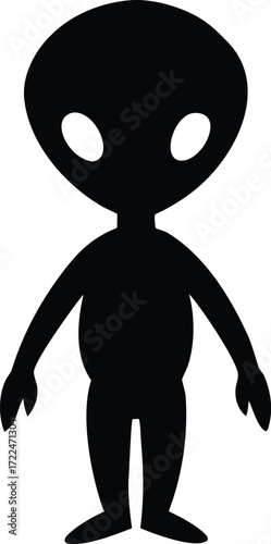 cute alien fantasy character silhouette vector, playful martian icon illustration
