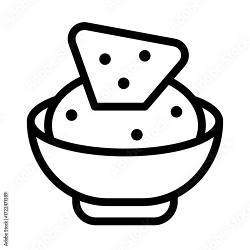 Nachos Bowl Line Icon of Cuisine Types Icon Set