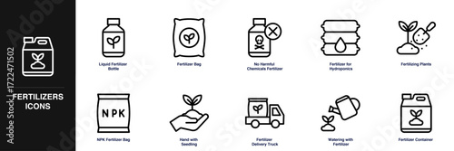Fertilizers Line Icon Set