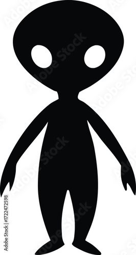 cute alien cartoon figure symbol vector, sci-fi monster silhouette illustration
