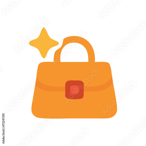 Luxury fashion a shiny orange purse with a handle design evokes highend style statements.
