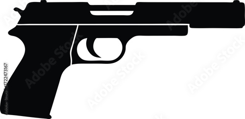 gun silhouette vector, weapon firearm illustration

