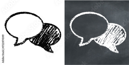 Chalk hand-drawn chat bubble speech vector. Ideal for communication, social media, and business themes.