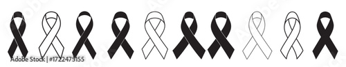 cancer ribbon silhouette white background vector illustration