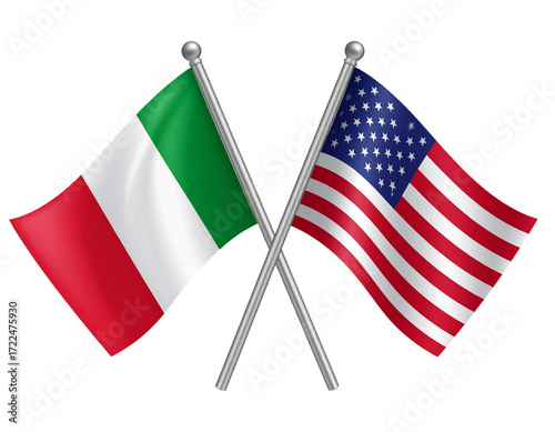  Crossed Italian and American Flags with Minimal Vector Style