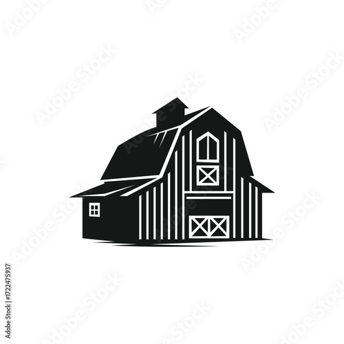 Farm Barn Silhouette Vector