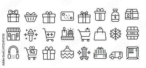 e commerce set of web icons in line style online shopping vector