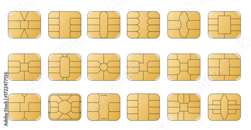 emv chip golden icons contactless payment at terminals 