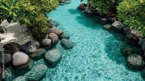 Wallpaper Mural Turquoise river flowing through tropical foliage. Torontodigital.ca