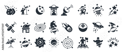 astronomy icon set editable stroke linear style sign