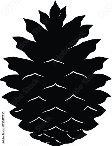 pine cone silhouette vector, conifer nature illustration
