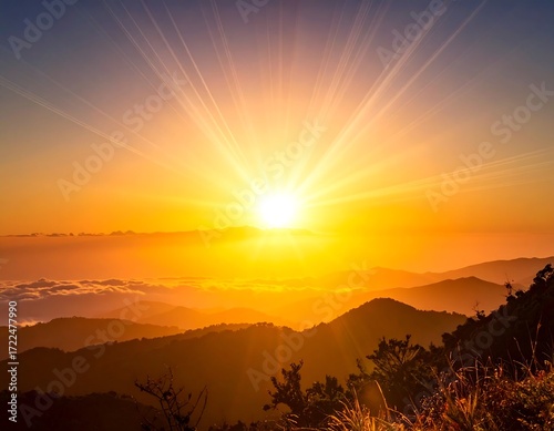 Sunrise over a mountain range