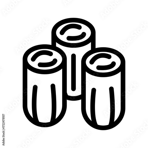 Spring Rolls Line Icon of Appetizers Icon Set