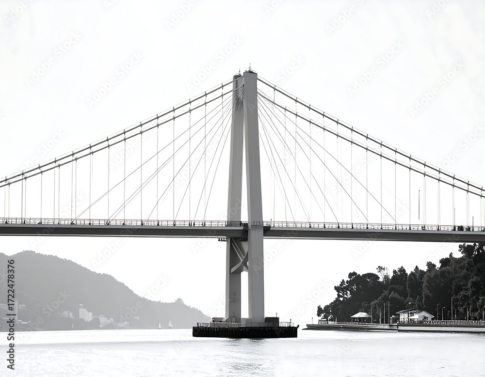 Obraz premium Gray bridge over calm water