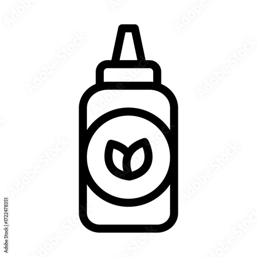 Mustard Bottle Line Icon of Condiments and Sauces Icon Set