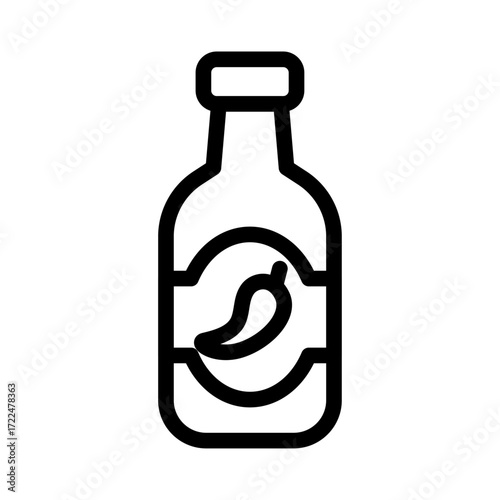 Chili Sauce Bottle Line Icon of Condiments and Sauces Icon Set