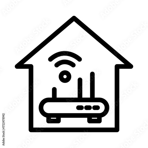 Router in House Line Icon of Home Automation Hubs Icon Set
