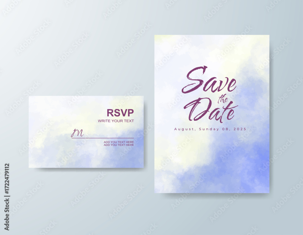 Fototapeta premium Wedding invitation with abstract watercolor background