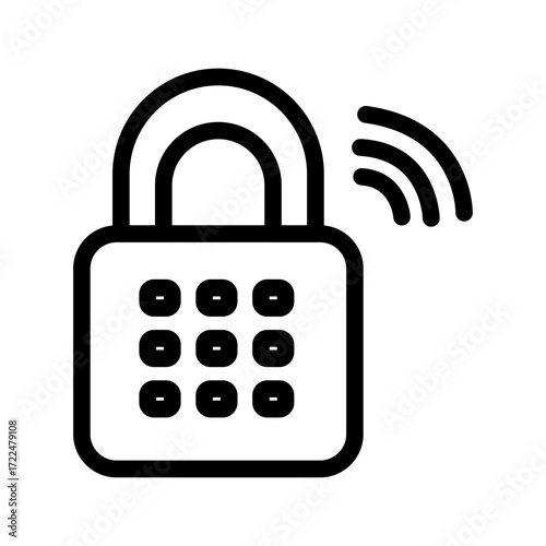 Smart Padlock Line Icon of Smart Locks Icon Set