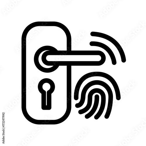 Fingerprint Door Lock Line Icon of Smart Locks Icon Set