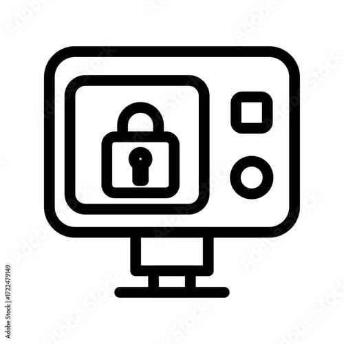 Smart Lock Monitor Line Icon of Smart Locks Icon Set