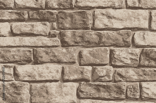 A seamless pattern of an old, flat stone wall with visible texture and depth, showcasing the unique charm of natural rock surfaces. The wall should have a slightly worn appearance to add character.