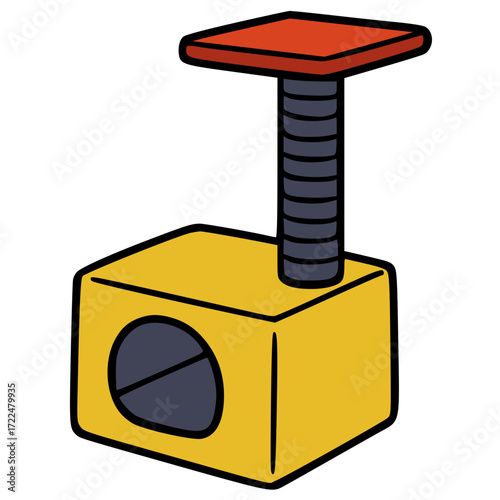 Yellow Cat Scratching Post Cartoon Illustration