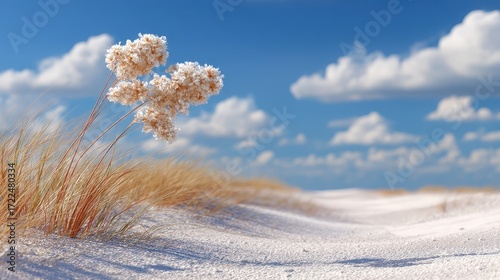 Wallpaper Mural Fluffy grasses and flowers on a sandy beach. Torontodigital.ca