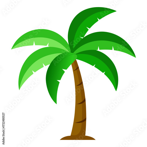 Banana tree with green leaf vector on white background.
