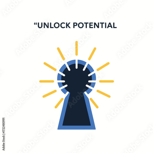 Creative flat vector icon — Flat vector 2D design keyhole light icon with quote Unlock Potential