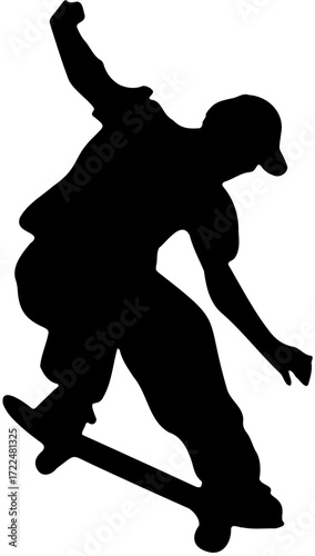 a Man Playing  Skate board  silhouette