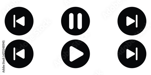 play and pause icons. media player button icons. Play and pause buttons. Vector Eps 10.