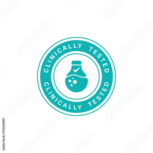 Clinically tested label badge for beauty, cosmetic, wellness industries product.