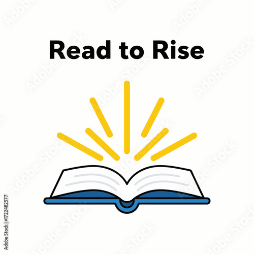 Flat vector 2D icon — Flat vector 2D design book bird icon with quote Read to Rise