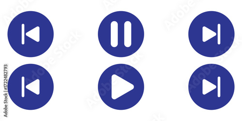 play and pause icons. media player button icons. Play and pause buttons. Vector Eps 10.