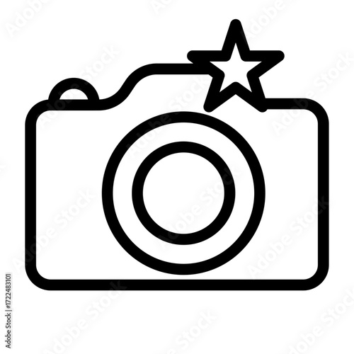 Star Camera Line Icon of Event Photography Icon Set