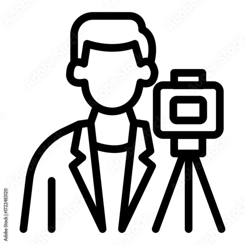 Photographer Line Icon of Fashion Photography Icon Set
