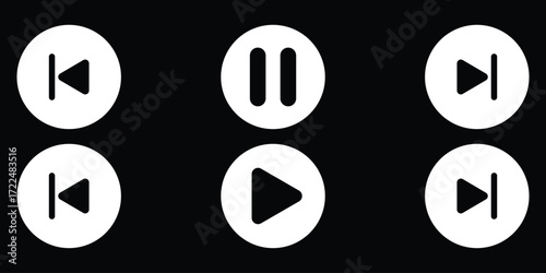 play and pause icons. media player button icons. Play and pause buttons. Vector Eps 10.