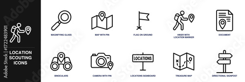 Location Scouting Line Icon Set