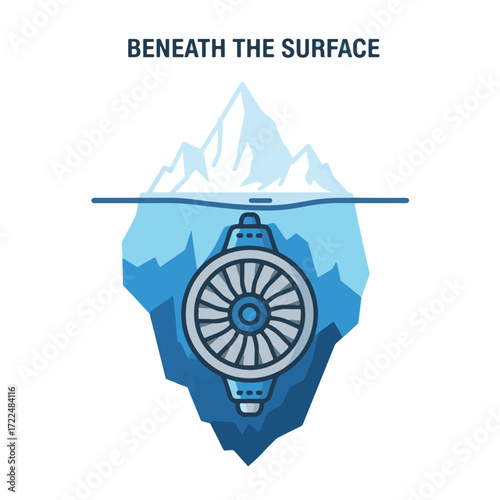 Flat vector 2D icon — Flat Vector 2D Design of Iceberg Hydro Icon — Beneath the Surface
