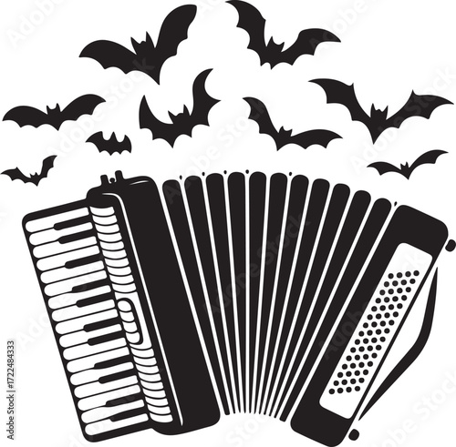 Halloween accordion pumpkin silhouette vector